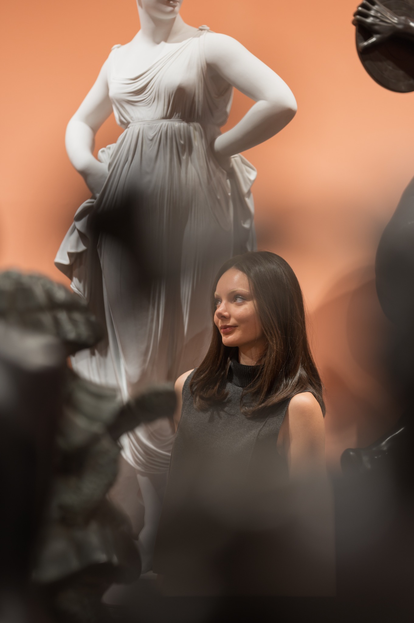Stella Regina photographed among classical sculptures