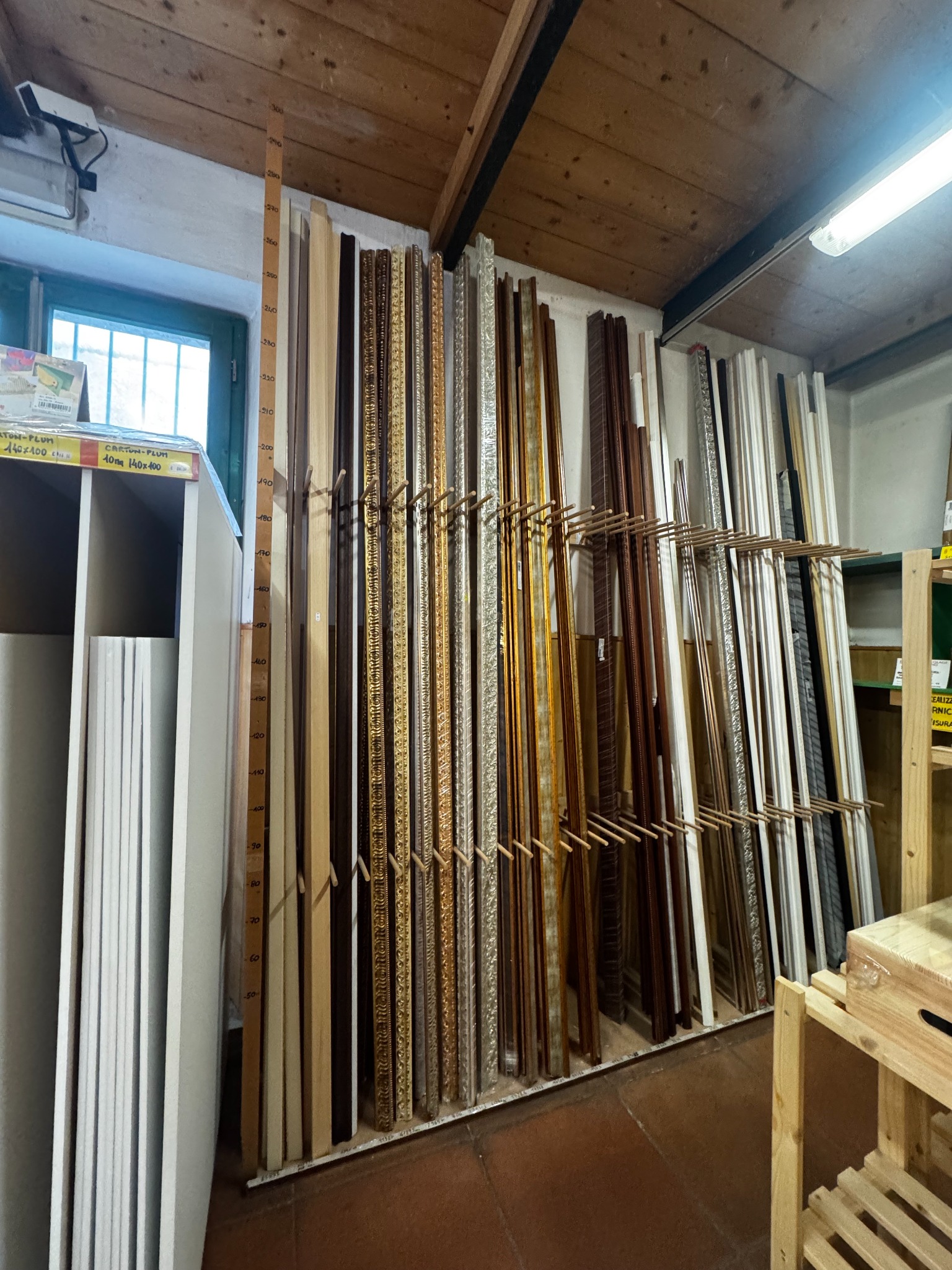 Frame samples in workshop