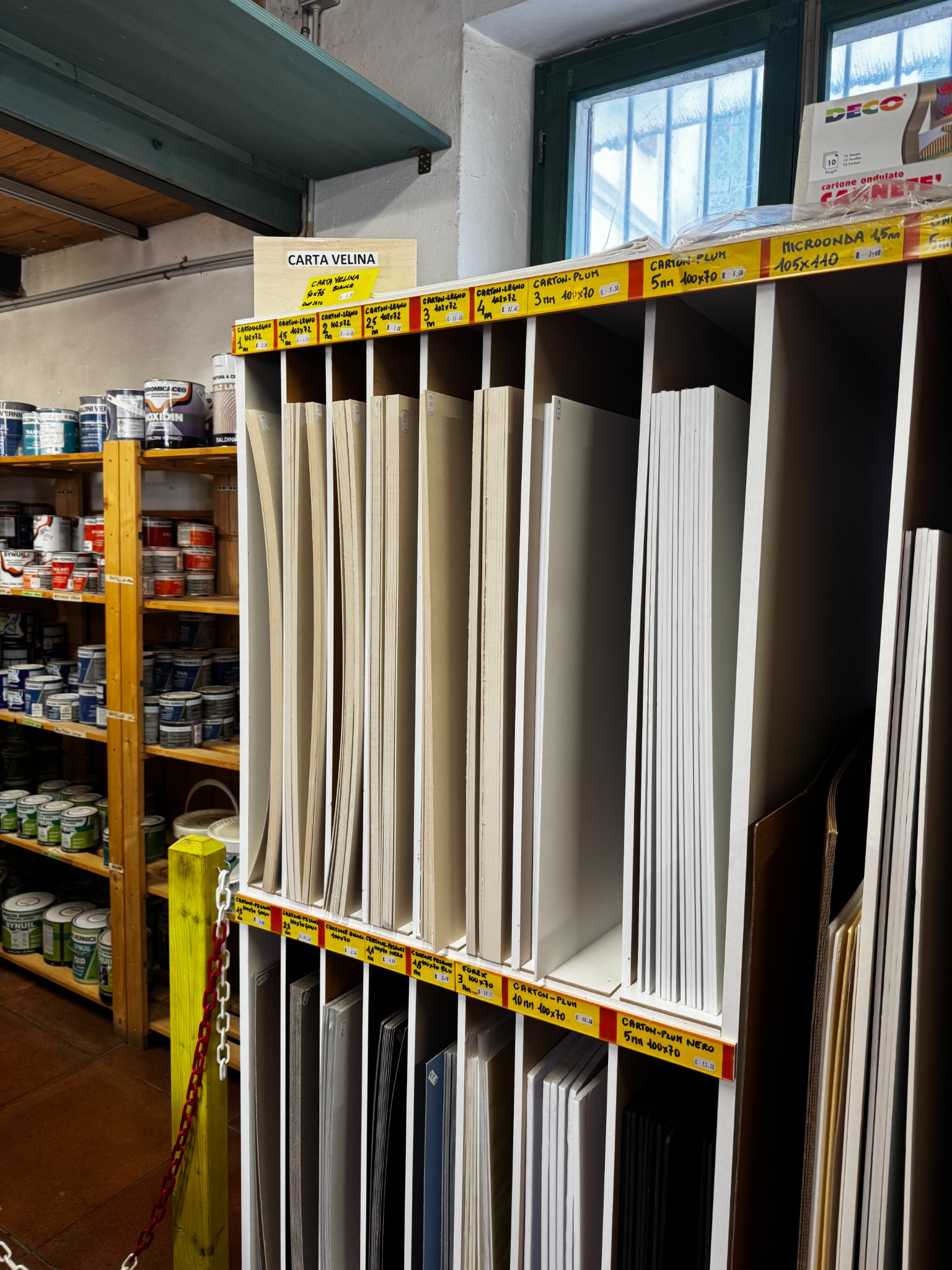 Paper and board supplies in workshop