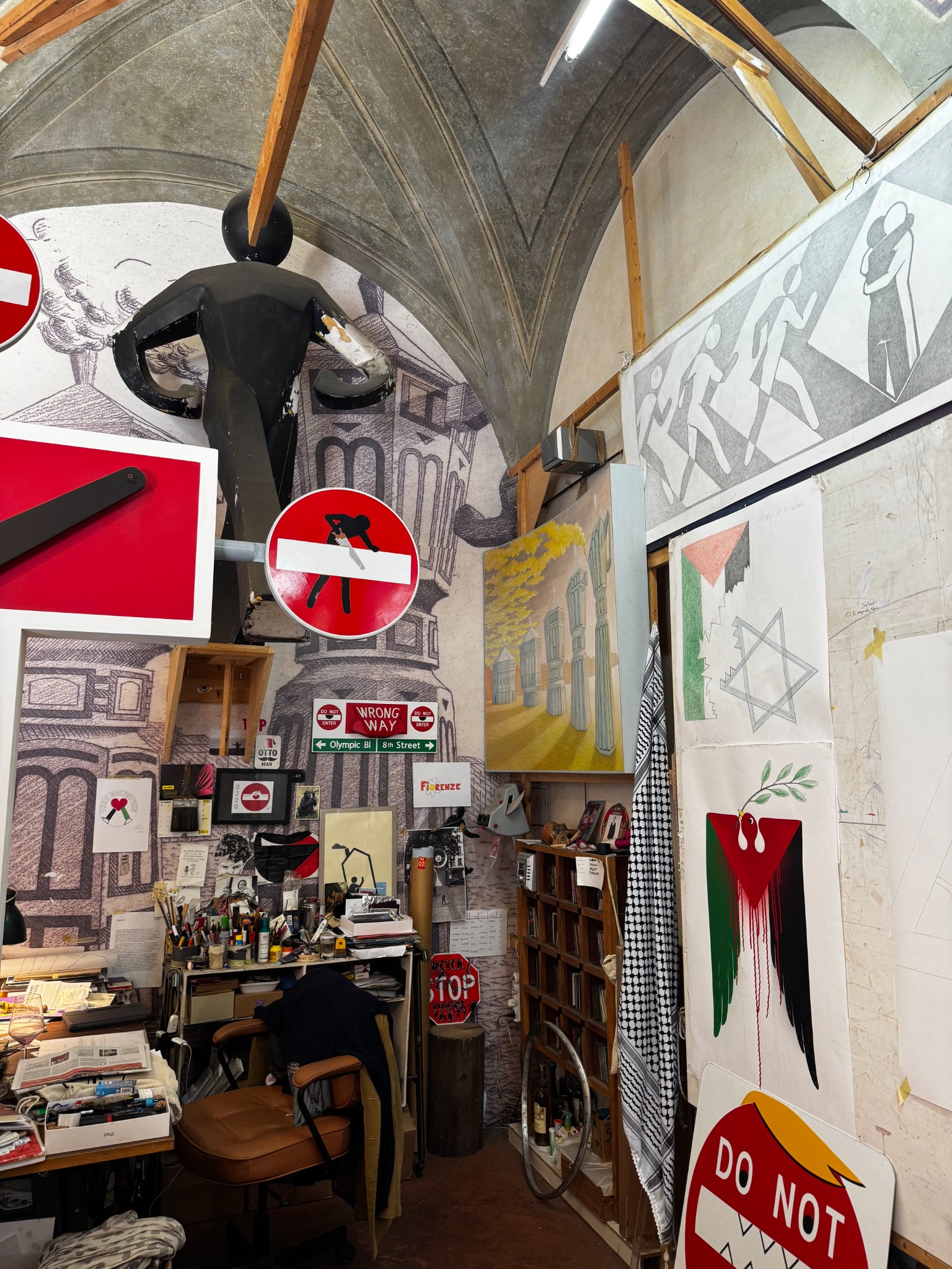CLET Studio interior filled with altered street signs